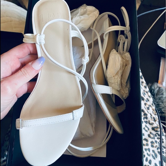 LPA Revolve Heels Hazel White Open Toe Wrap Shoe - Picture 5 of 8